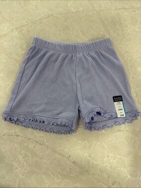 okie dokie Lavender Ribbed Ruffle Hem Toddler Shorts